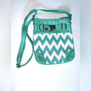 Stylish Chevron Patterned Teal Shoulder Bag SKU - PB013